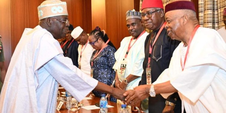 ‘I DIDN’T COME TO LOOK FOR MONEY, I CAME TO WORK’, PRESIDENT TINUBU TELLS FORUM OF FORMER NASS PRESIDING OFFICERS