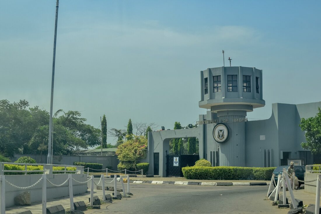 Main entrance gate of the University of Ibadan seen from the road