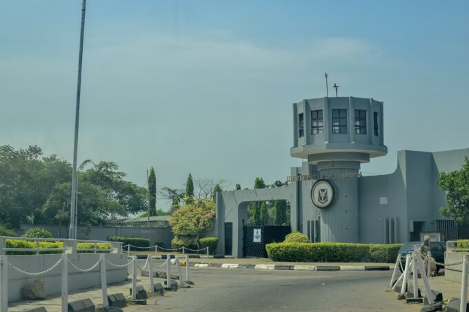 Main entrance gate of the University of Ibadan seen from the road