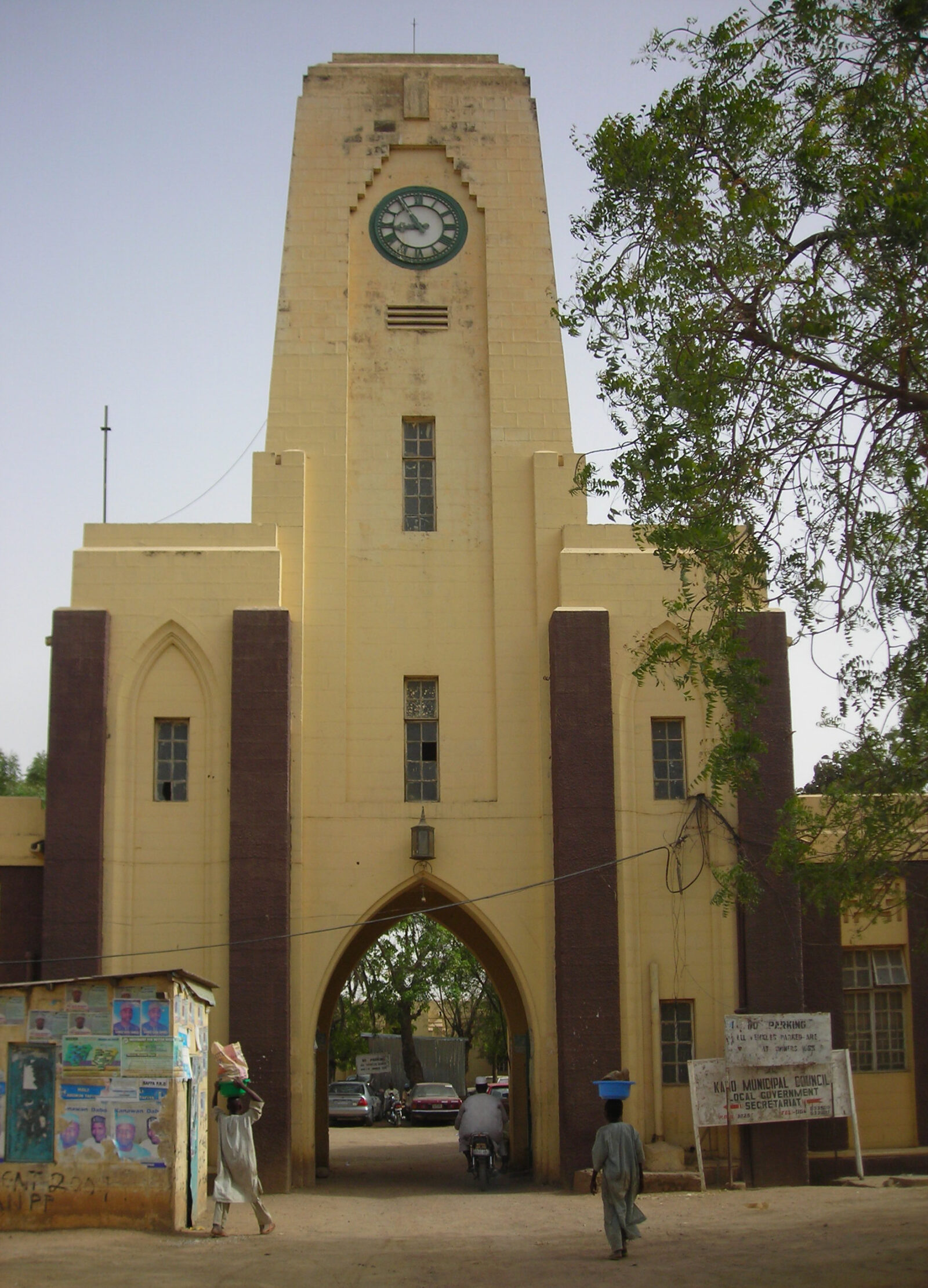 The municipal council gate and clock tower at the city entrance in Kano, Nigeria.