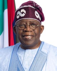 Bola Ahmed Tinubu wearing a suit and tie in his official portrait